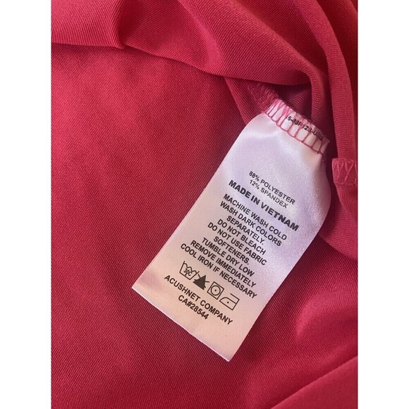 Foot Joy FJ Polo Shirt Sz L Deep Pink Design White Stripe Short Sleeve Golf Logo - Picture 3 of 7